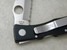 Spyderco Jess Horn Designed AUS-8 Japan Black Micarta Serrated Folding Lockback Knife 