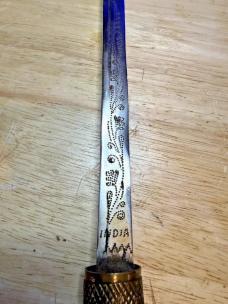 Victorian Cane Sword Antique Walking Stick Sword INDIA Marked Blade Horn Handle