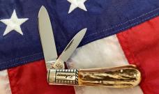 1986 Bulldog Brand HAND MADE, "Bright Leaf North Carolina Tobacco Barlow w/ Fantastic Deer Stag