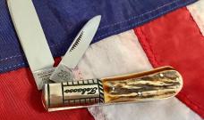 1986 Bulldog Brand HAND MADE, "Bright Leaf North Carolina Tobacco Barlow w/ Fantastic Deer Stag