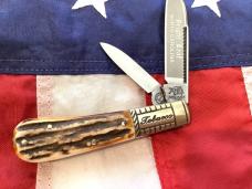1986 Bulldog Brand HAND MADE, "Bright Leaf North Carolina Tobacco Barlow w/ Fantastic Deer Stag