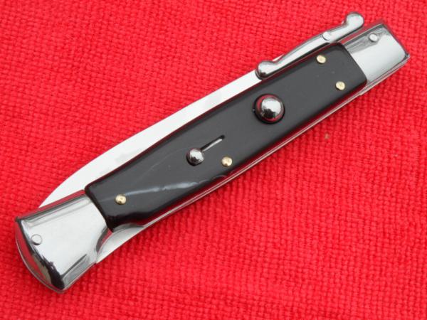 New 9" Italian style automatic switchblade Swinguard imi-horn handles Bayonet blade 