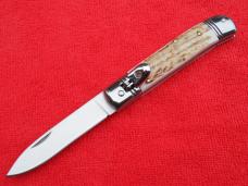 Brand New 8"  Leverlock Automatic switchblade knife real Stag horn Handles Spear Point blade