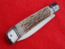Brand New 8"  Leverlock Automatic switchblade knife real Stag horn Handles Spear Point blade