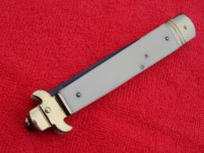 New 9"  Leverlock-Stiletto style switchblade knife Ivory Handles black blade