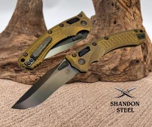 Microtech Marfione Select Amphibian RAM LOK Antique Bronze Frag Titanium Handles & DLC M390MK & DLC 