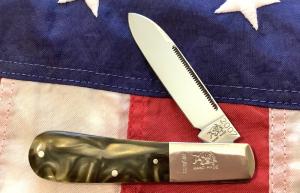 Bulldog Brand, HAND MADE -Single Blade Barlow w/ Green/Brown Swirl Derlin Handles - NOS