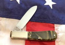 Bulldog Brand, HAND MADE -Single Blade Barlow w/ Green/Brown Swirl Derlin Handles - NOS