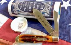 AAPK 2025 Great Eastern, GEC Tidioute Cutlery, 922225 w/ Sweet Amber Carved Stag Bone Handles -NOS