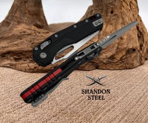 Microtech Knives MSI RAM LOK Black Polymer Injection Molded w Red Back Strap & M390MK 210T-10PMBK-A5