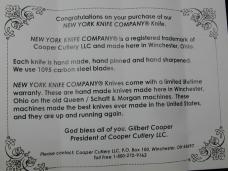 New York Knife Co Genuine Stag Barlow Knife by Cooper Cutlery 2506 S USA Made Integral Bolsters