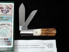 New York Knife Co Genuine Stag Barlow Knife by Cooper Cutlery 2506 S USA Made Integral Bolsters