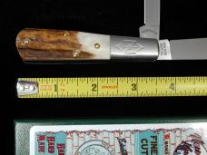 New York Knife Co Genuine Stag Barlow Knife by Cooper Cutlery 2506 S USA Made Integral Bolsters