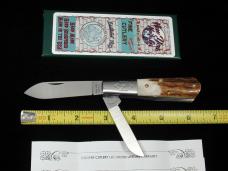 New York Knife Co Genuine Stag Barlow Knife by Cooper Cutlery 2506 S USA Made Integral Bolsters