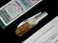 New York Knife Co Genuine Stag Barlow Knife by Cooper Cutlery 2506 S USA Made Integral Bolsters