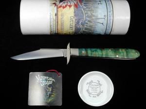 Tuna Valley Cutlery Blue Arctic Curly Birch Wood Mountain Cougar Cheetah Knife Rare 1 of 10 COA USA