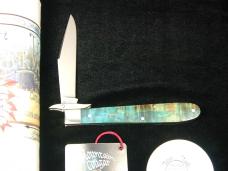 Tuna Valley Cutlery Blue Arctic Curly Birch Wood Mountain Cougar Cheetah Knife Rare 1 of 10 COA USA