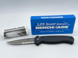 Early 1990s BENCHMADE USA Partially Serrated Drop Point Auto w/ Box