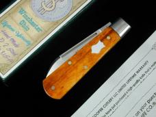Dollar Knife Co. Smooth Orange Camel Bone with White Shield Jack Knife by Cooper Cutlery USA OCB-WS