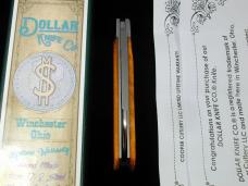 Dollar Knife Co. Smooth Orange Camel Bone with White Shield Jack Knife by Cooper Cutlery USA OCB-WS
