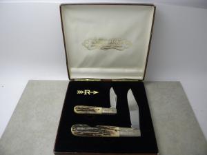 Russell USA Green River Works 1998 Limited Edition Stag Barlow 2 Knife Set in Box