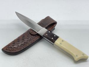 R.D. NOLEN KNIVES Custom Handmade Walrus & Thuya Burl Hunting Knife w/ Sheath