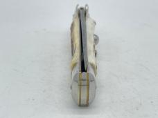 AB ITALY Genuine Stag Bolster Lock Damascus Stiletto Push Button Automatic 