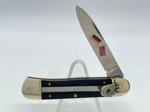 2001 HUBERTUS KNIVES Solingen Limited Edition Black Micarta Leverlock Automatic