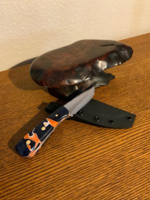 Hand Crafted Bonehead Knife w/Kydex Sheath and Clip Made in USA