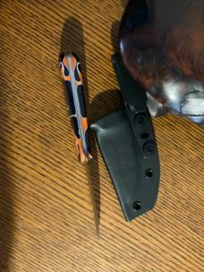 Hand Crafted Bonehead Knife w/Kydex Sheath and Clip Made in USA