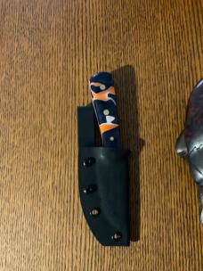 Hand Crafted Bonehead Knife w/Kydex Sheath and Clip Made in USA
