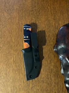Hand Crafted Bonehead Knife w/Kydex Sheath and Clip Made in USA