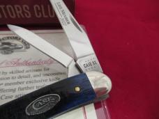 Case Collector Club Sawcut Navy Blue Bone Medium Texas Tooth Pick Pattern # 620094 SS