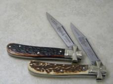 Fightn Rooster Germany Bone & Stag 1 of 600 Ornate Bolster Jack Knife Set