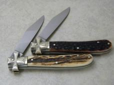 Fightn Rooster Germany Bone & Stag 1 of 600 Ornate Bolster Jack Knife Set