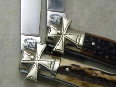 Fightn Rooster Germany Bone & Stag 1 of 600 Ornate Bolster Jack Knife Set