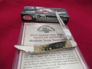 Case Collector Club Rogers Jigged Dark Antique Bone Handle Medium Texas Toothpick Pattern # 610094 S