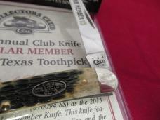 Case Collector Club Rogers Jigged Dark Antique Bone Handle Medium Texas Toothpick Pattern # 610094 S