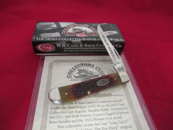 Case Collector Club Dynasty Jigged XXpresso Bone Handle Mini Trapper Pattern # 6107 SS Case Collector Club Dynasty Jigged XXpresso Bone Handle Mini Trapper Pattern # 6107 SS