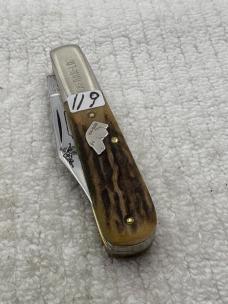 Kabar Olean NY USA 1984 Dogs Head Bar Lo 2 Blade Stag 42/100 (119)