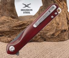 Robeson Linerlock Folding Knife 3.5" Damascus Steel Blade Red Smooth Bone Handle