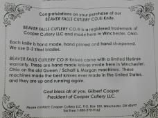 Beaver Falls Cutlery Linear Cut Ebony Barn Door Hinge Jack Knife NIT Cooper Cut. 1 of 25 USA BDH-LCE