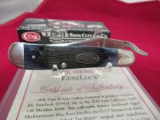 Case Collector Club Barnboard  Jigged Mediterranean Blue Bone Russlock Pattern # 6195 L SS