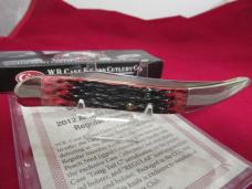 Case Collector Club Large Peach Seed Crimson Bone Texas Toothpick Pattern # 610098 SS