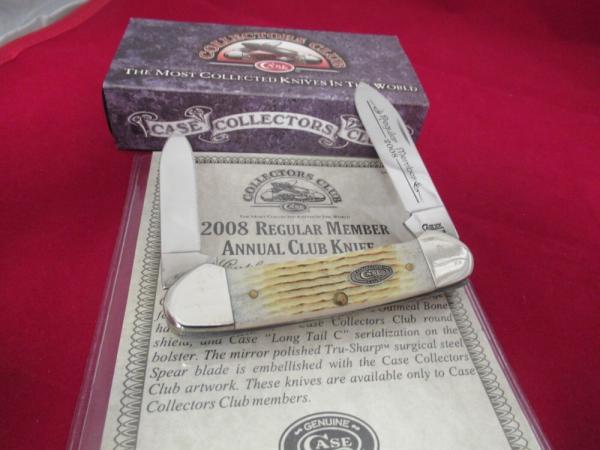 Case Collector Club Rogers Corn Cob Jigged Burnt Oatmeal Bone Canoe Pattern # 62131 SS Case Collector Club Rogers Corn Cob Jigged Burnt Oatmeal Bone Canoe Pattern # 62131 SS