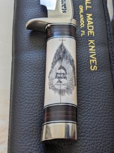 Randall Model 27 Ivory scrimshaw by Hutch, Lion!