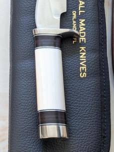 Randall Model 27 Ivory scrimshaw by Hutch, Lion!