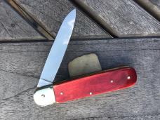 Vintage German Boker 712 Lever Lock Auto Smooth Red Bone Knife Rare and Beautiful!