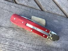 Vintage German Boker 712 Lever Lock Auto Smooth Red Bone Knife Rare and Beautiful!