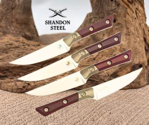 Microtech Steak 4 Piece Set Merlot G-10 Handle w/ Stonewash M390MK 3600-10SETMR